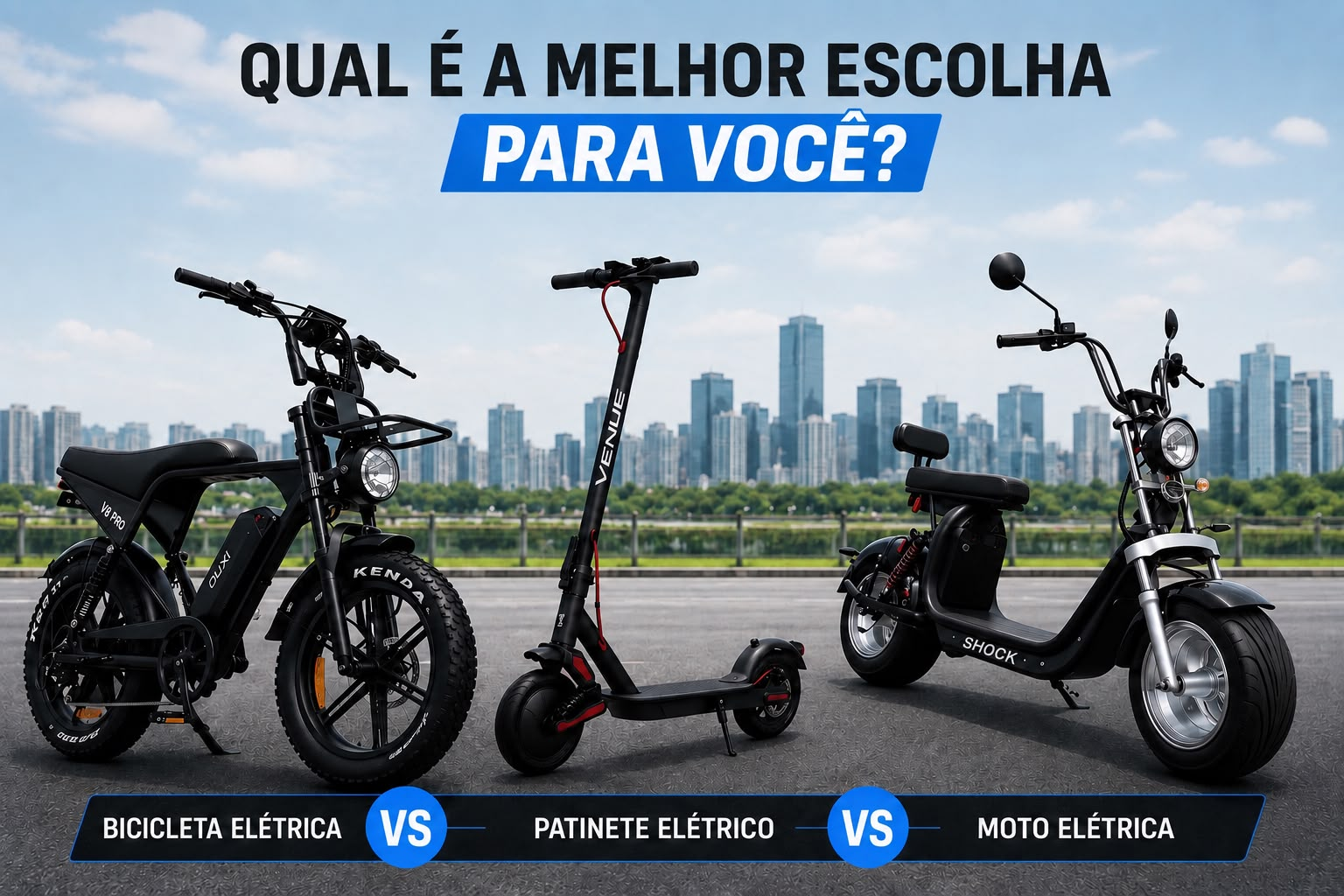 Bicicleta x Patinete x Moto elétrica
